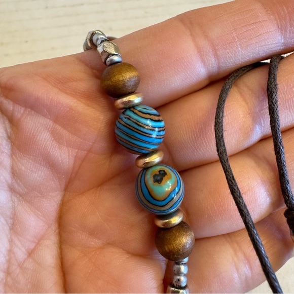 Necklace Art Glass Orange Dragon Vein Agate Beaded Colorful Adjustable Strand - Picture 13 of 16